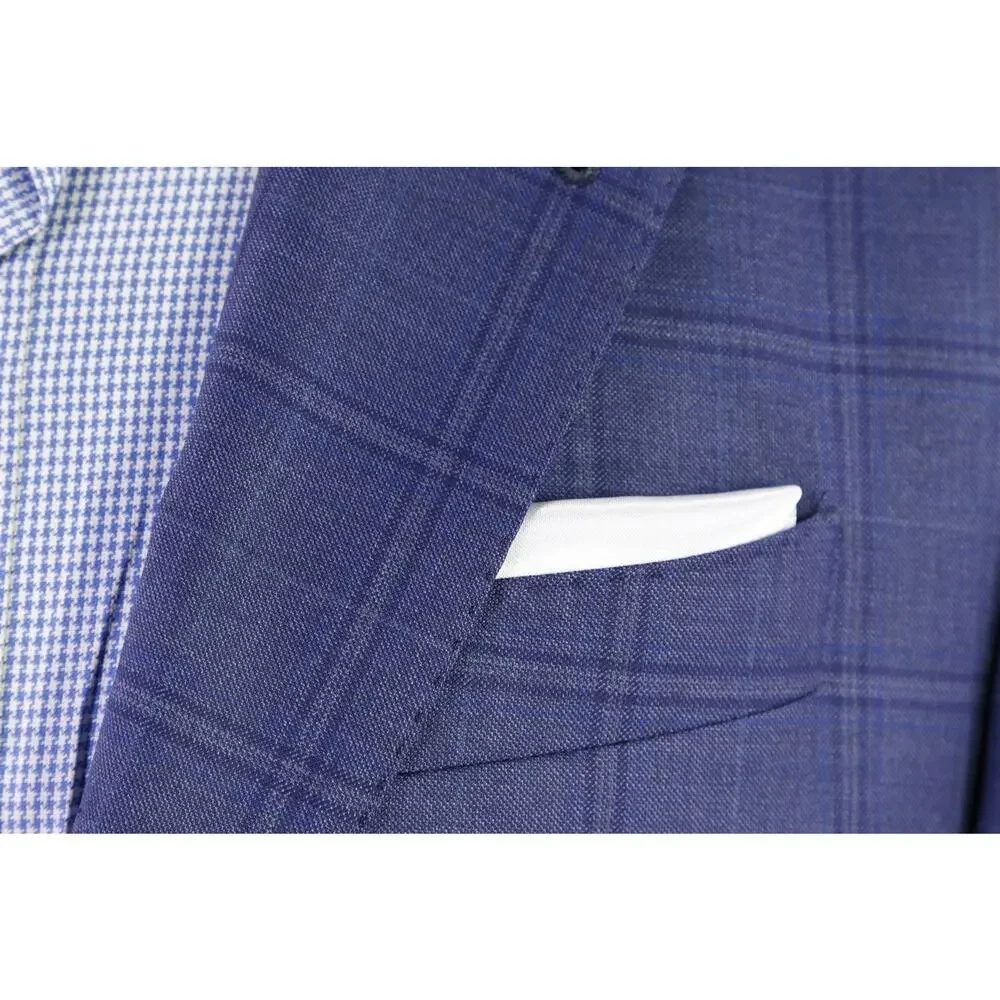 Armani Collezioni Royal Blue Windowpane 130's Wool 2-Btn Sportcoat Blazer 38S
